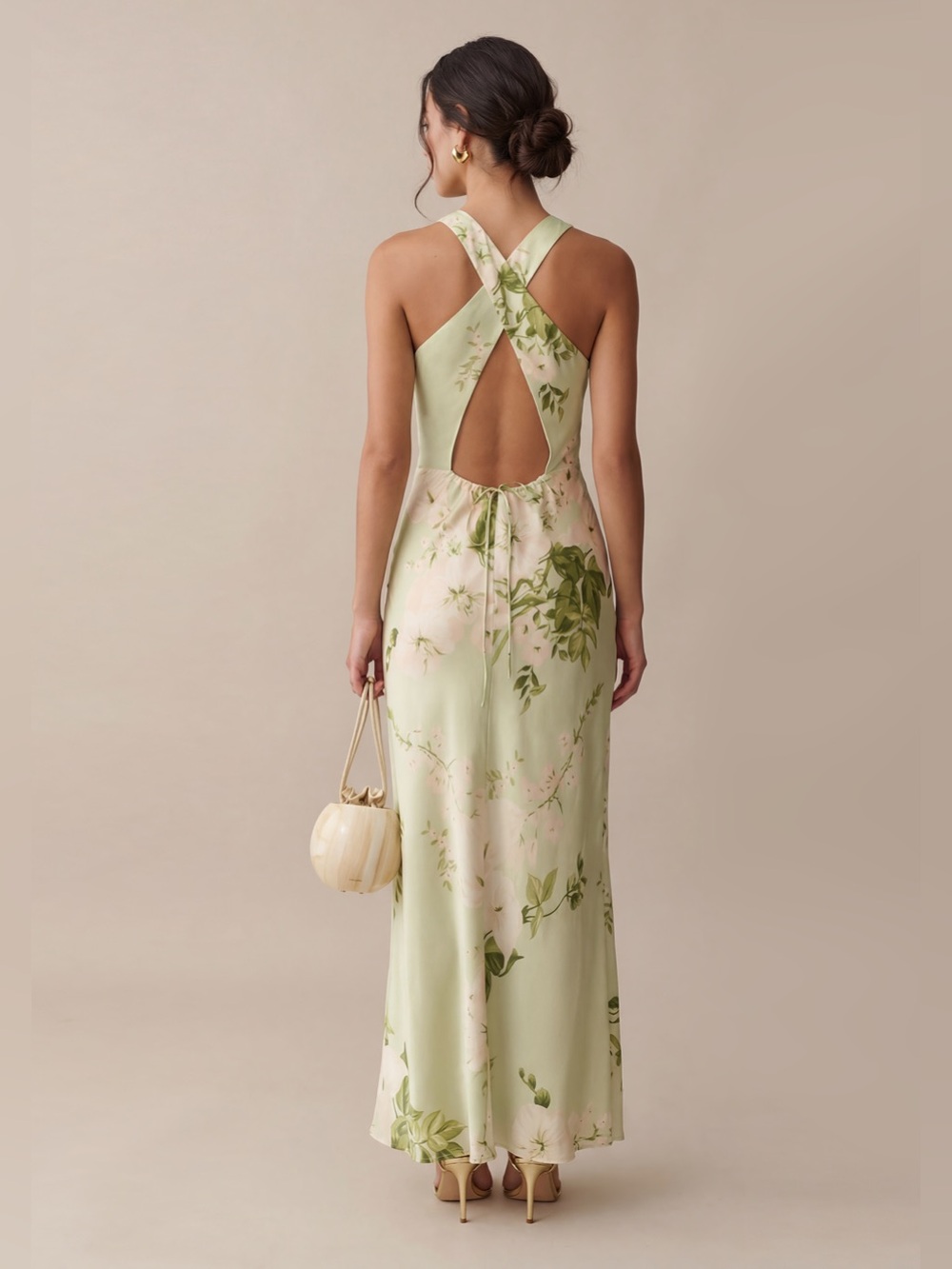 NWT o.p.t Roslyn Silk Dress size Medium M Few Moda mint blossom green floral - Picture 2 of 4
